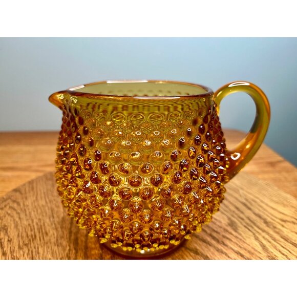 Fenton Amber Glass Hobnail Squat Pitcher/Jug - Picture 1 of 9